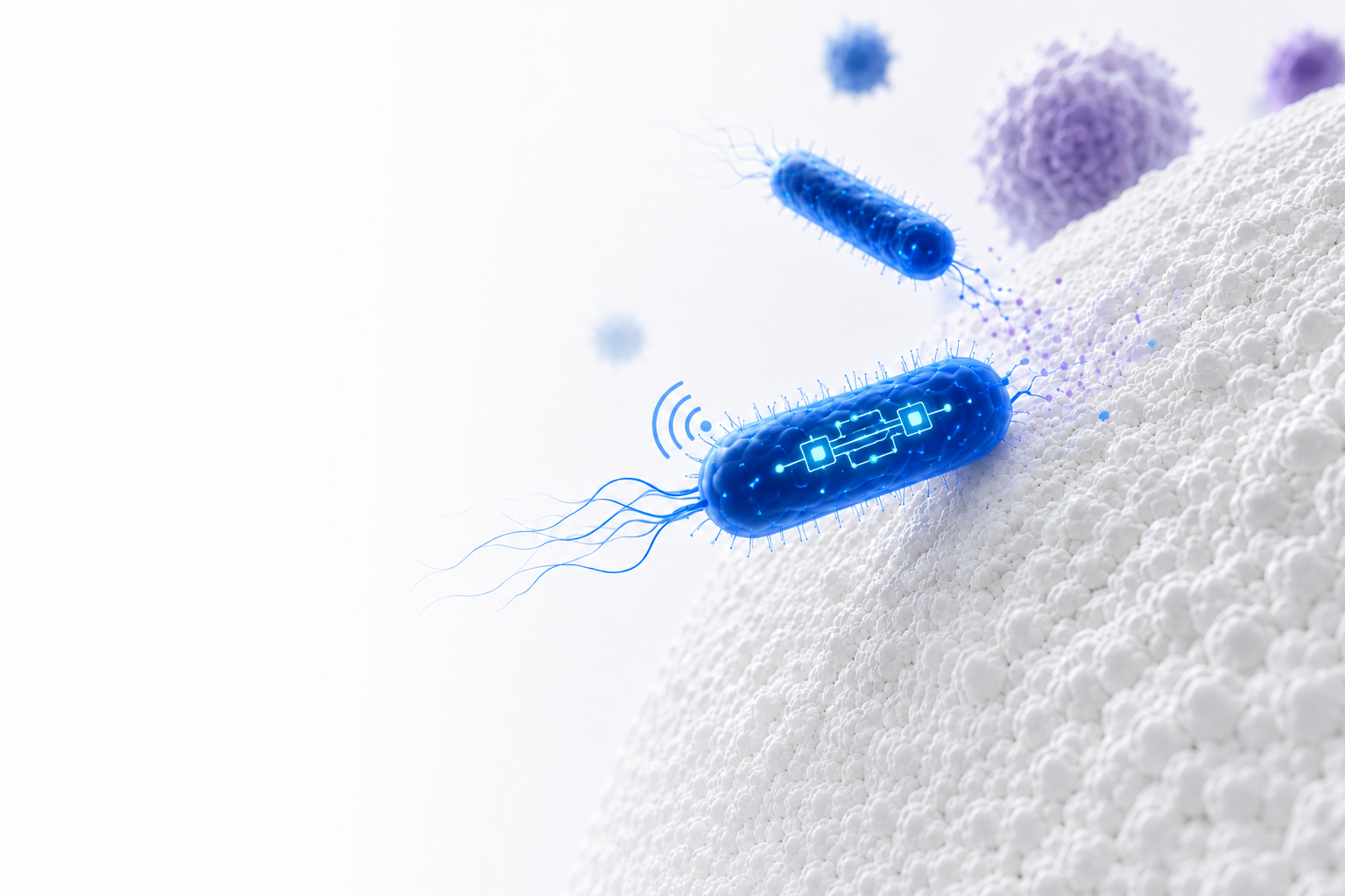 Engineered bacteria interacting with a tumor microenvironment